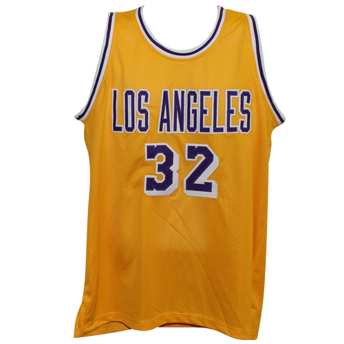 Magic Johnson Autographed Los Angeles (Yellow #32) Custom Jersey - Beckett