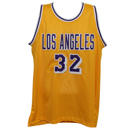Magic Johnson Autographed Los Angeles (Yellow #32) Custom Jersey - Beckett