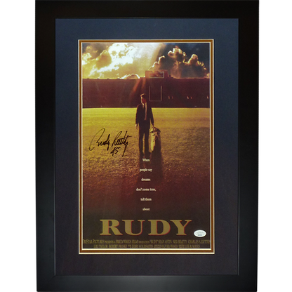 Rudy Ruettiger Autographed Rudy (Notre Dame Movie) Deluxe Framed 11"x17" Movie Poster