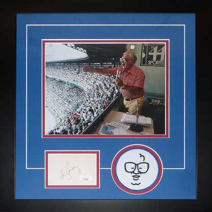 Harry Caray Autographed Chicago Cubs (Announcer) Deluxe Framed Cut Signature Piece - JSA