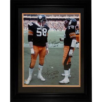 Jack Lambert And Joe Greene Autographed Pittsburgh Steelers Deluxe Framed 16x20 Photo