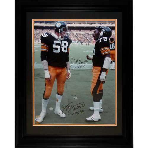 Jack Lambert And Joe Greene Autographed Pittsburgh Steelers Deluxe Framed 16x20 Photo - Beckett