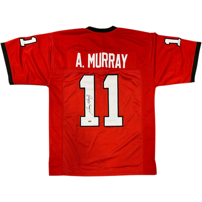 Aaron Murray Autographed Georgia (Red #11) Custom Jersey W / "GO DAWGS"