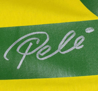 Pele Autographed Brazil (Yellow #10) Replica Soccer Jersey - Beckett