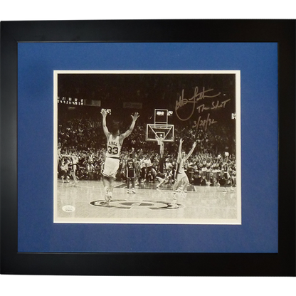Christian Laettner Autographed Duke Blue Devils (The Shot Celebration Horiz BW) Deluxe Framed 11x14 Photo w/ "The Shot"