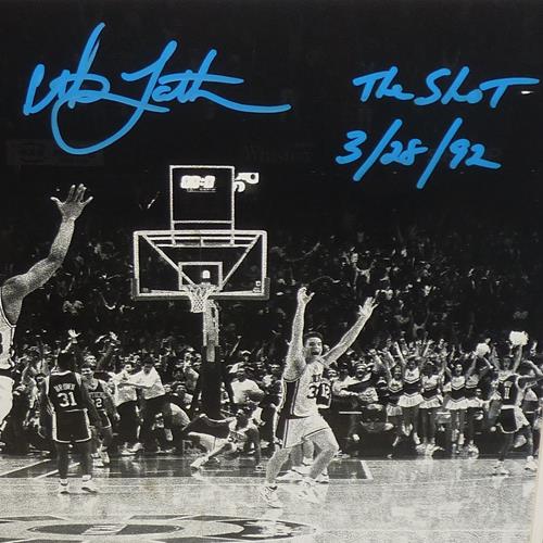 Christian Laettner Autographed Duke Blue Devils (1992 Final Four) Deluxe Framed 16x20 Photo w/ "The Shot", "3/28/92" - JSA