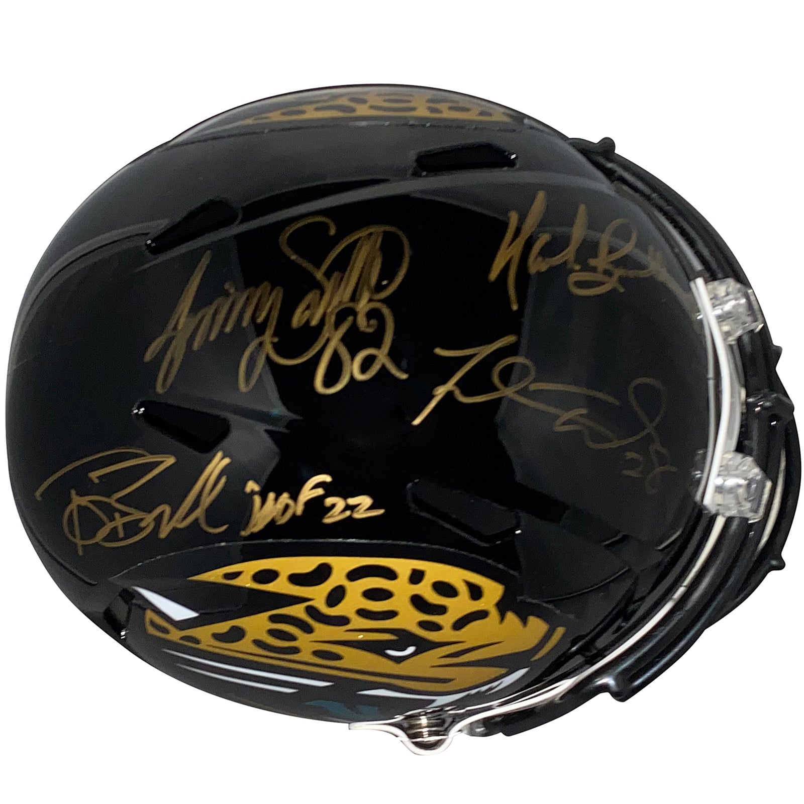 Tony Boselli, Mark Brunell, Jimmy Smith And Fred Taylor Autographed Jacksonville Jaguars Deluxe Full-Size Replica Helmet - Pride of the Jaguars