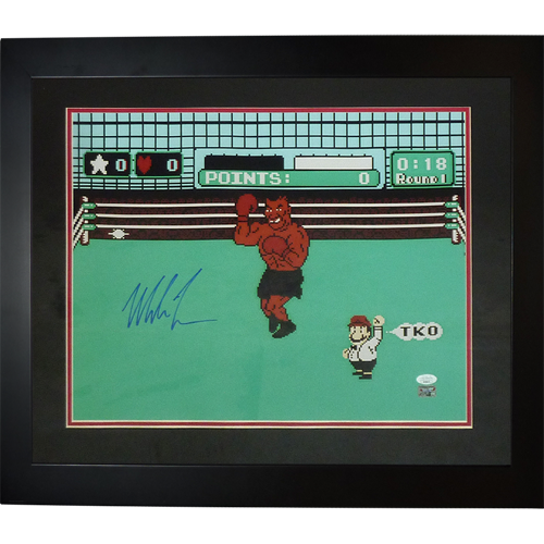 Mike Tyson Autographed Boxing (Nintendo Punchout) Deluxe Framed 16x20 Photo - Tyson Holo