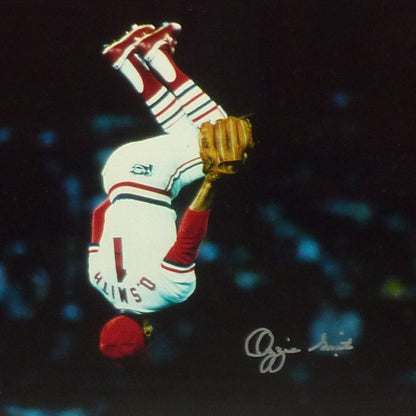 Ozzie Smith Autographed St. Louis Cardinals (Back Flip) Deluxe Framed 11x14 Photo - Fanatics