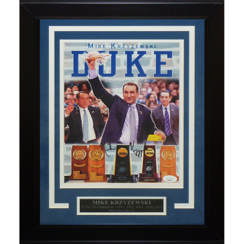 Mike Krzyzewski Autographed Duke Blue Devils Deluxe Framed 8x10 Promo Photo - JSA