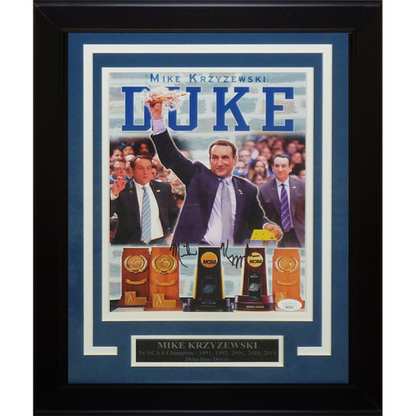 Mike Krzyzewski Autographed Duke Blue Devils Deluxe Framed 8x10 Promo Photo - JSA