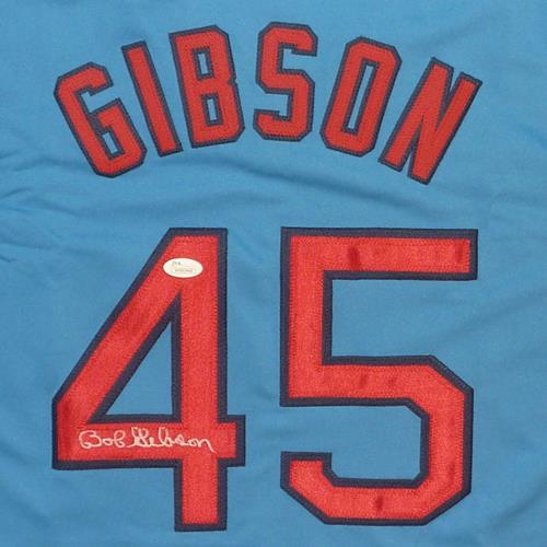 Bob Gibson Autographed St. Louis (Baby Blue #45) Custom Jersey - JSA