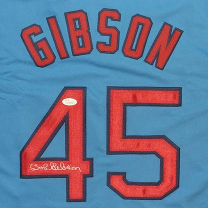 Bob Gibson Autographed St. Louis (Baby Blue #45) Custom Jersey - JSA