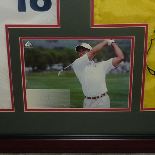 Tiger Woods Autographed Tiger Slam Deluxe Framed Piece - 2000 US Open, British Open, PGA Championship, 2001 Masters