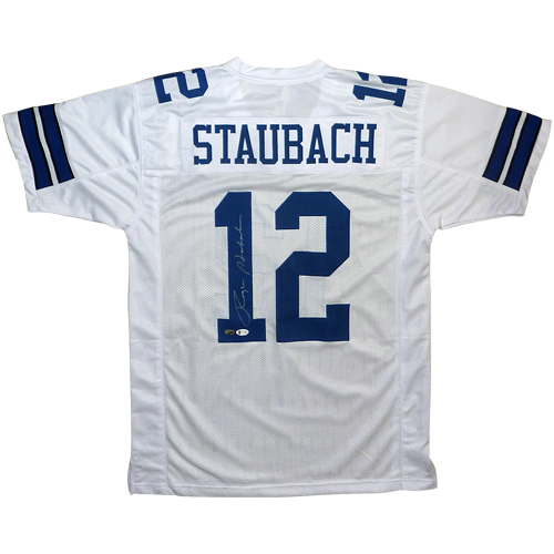 Roger Staubach Autographed Dallas Cowboys (White #12) Custom Jersey - JSA