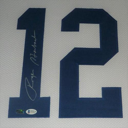 Roger Staubach Autographed Dallas Cowboys (White #12) Deluxe Framed Jersey - Beckett