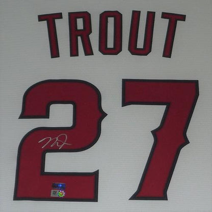Mike Trout Autographed Los Angeles Angels (White #27) Deluxe Framed Jersey - MLB Holo