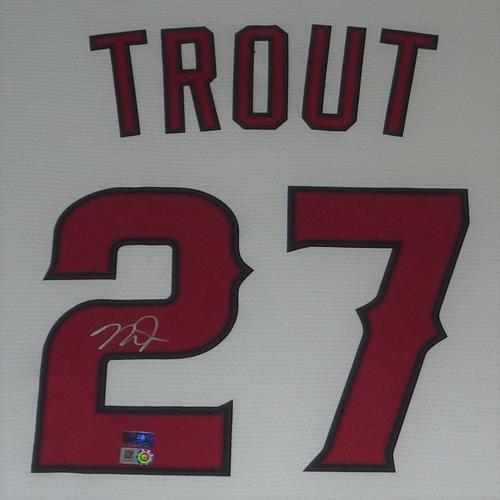 Mike Trout Autographed Los Angeles Angels (White #27) Deluxe Framed Je –  Palm Beach Autographs LLC