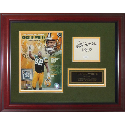 Reggie White Autographed Green Bay Packers (Hall of Fame) Deluxe Framed Tribute Piece - JSA