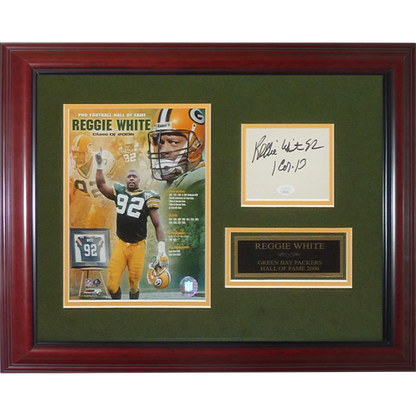 Reggie White Autographed Green Bay Packers (Hall of Fame) Deluxe Framed Tribute Piece - JSA