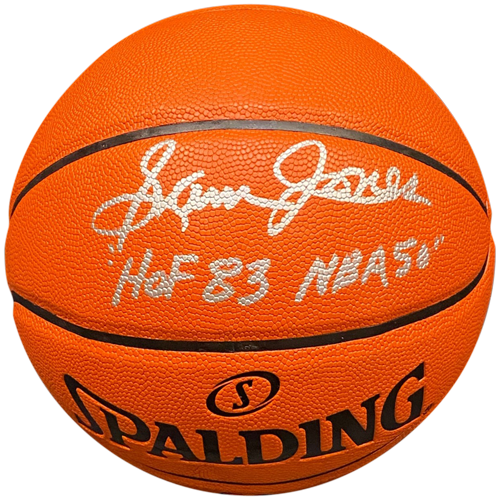 Sam Jones Autographed NBA Basketball w/ "HOF 83", "NBA 50" - Boston Celtics