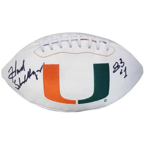 Howard Schnellenberger Autographed Miami Hurricanes Logo Football w/ 