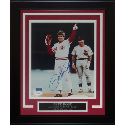 Pete Rose Autographed Cincinnati Reds (4192 Hit) Framed 8x10 Photo - JSA