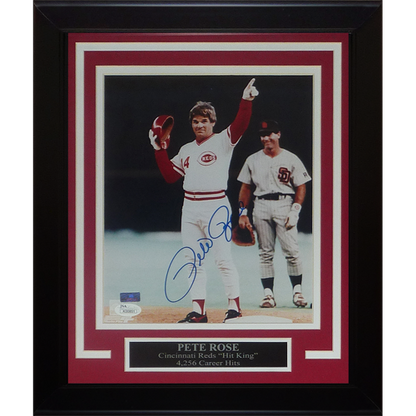Pete Rose Autographed Cincinnati Reds (4192 Hit) Framed 8x10 Photo - JSA
