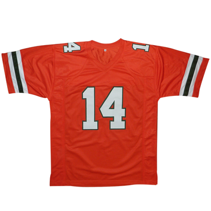 Vinny Testaverde Autographed Miami Hurricanes (Orange #14) Custom Jersey w/ "Heisman 1986" - Beckett