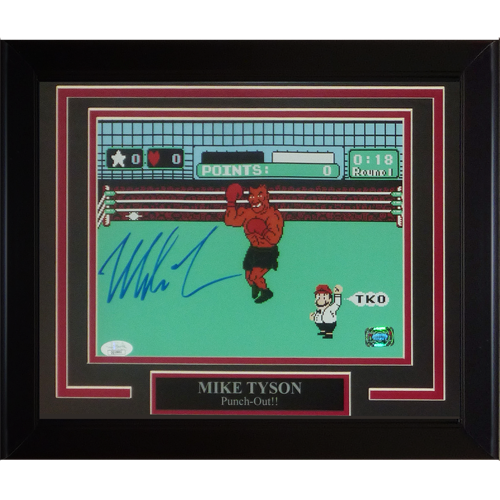 Mike Tyson Autographed Boxing (Nintendo Punchout) Deluxe Framed 8x10 Photo w/ Nameplate - Tyson Holo