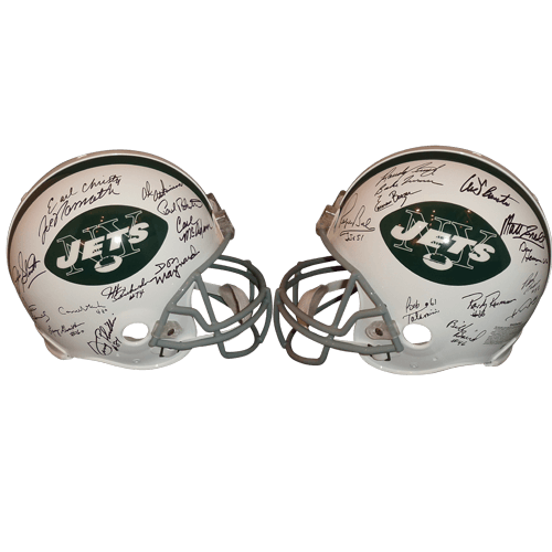1969 New York Jets Super Bowl Team Autographed Jets (Throwback) Authentic Proline Helmet - 25 Signatures - Joe Namath - Steiner