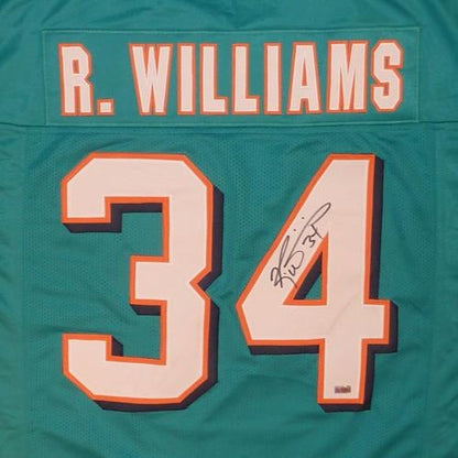 Ricky Williams Autographed Miami (Teal #34) Custom Jersey