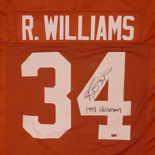 Ricky Williams Autographed Texas Longhorns (Orange #34) Jersey w/ "1998 Heisman"