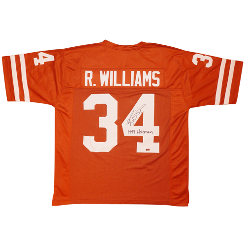 Ricky Williams Autographed Texas Longhorns (Orange #34) Jersey w/ "1998 Heisman"