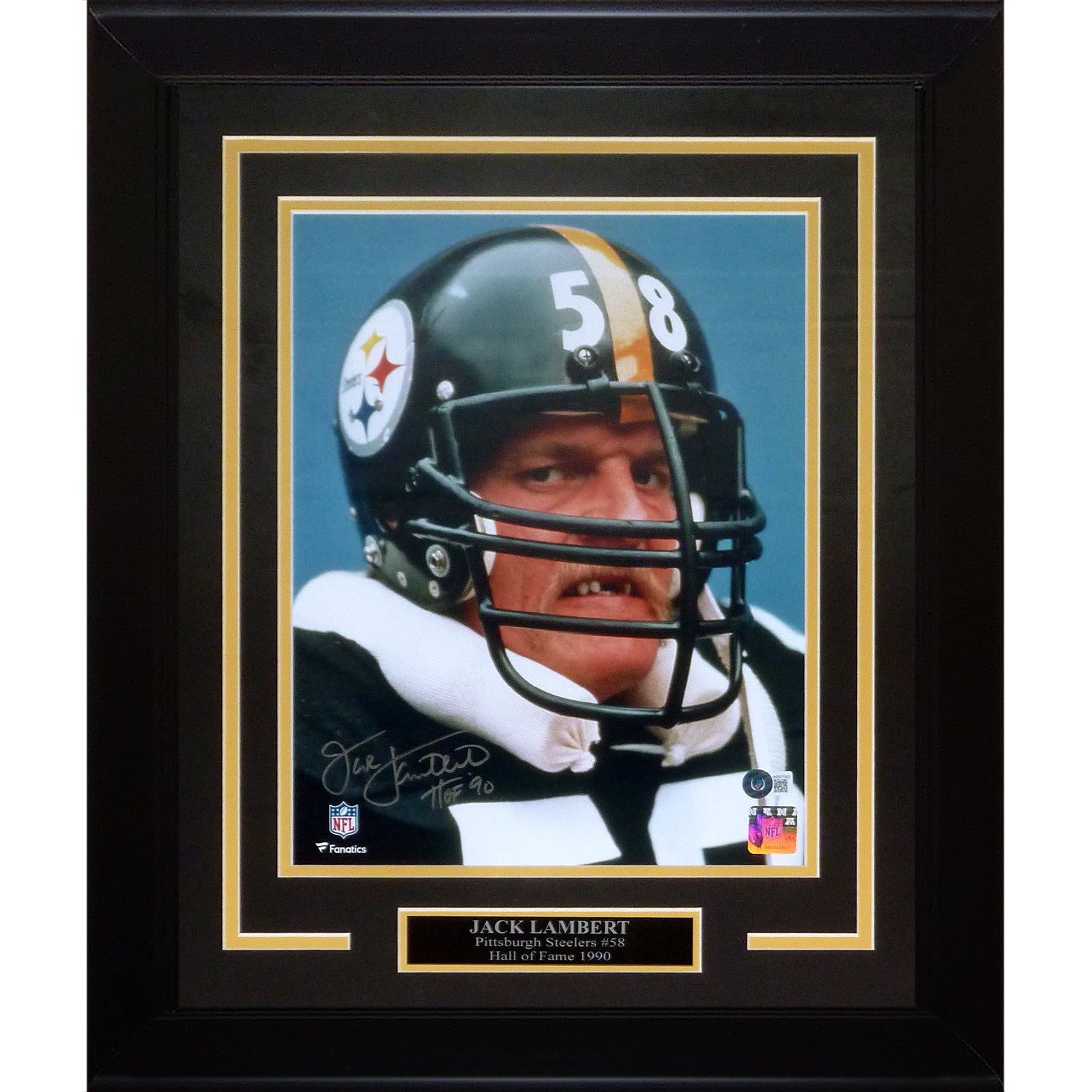 Jack Lambert Autographed Pittsburgh Steelers (Teeth Shot) Deluxe Framed 11x14 Photo w/ 