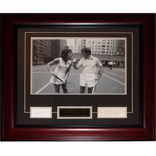 Billie Jean King And Bobby Riggs Dual Autographed "Battle of the Sexes" Deluxe Framed Piece with 16x20 Photo - JSA