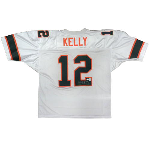Jim Kelly Autographed Miami Hurricanes (White #12) Jersey - Kelly Holo