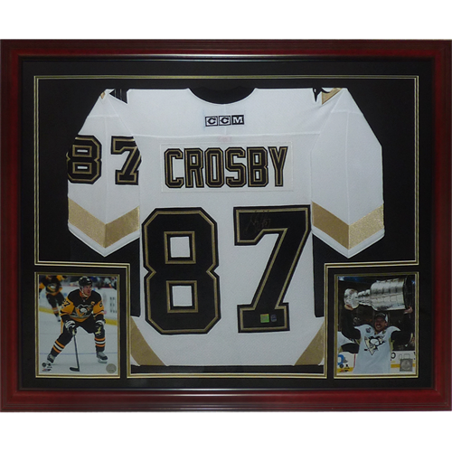 Sidney Crosby Autographed Pittsburgh Penguins (CCM White #87) Deluxe Framed Jersey - Beckett