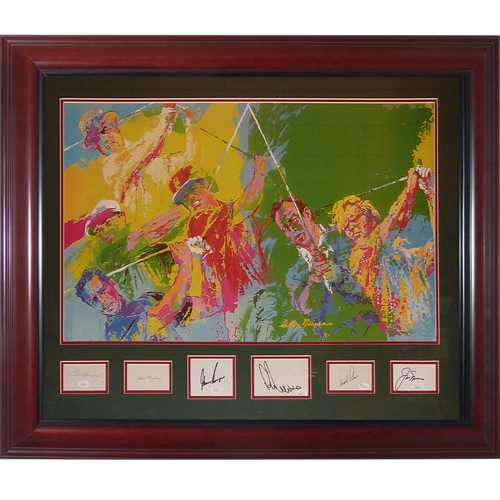 LeRoy Neiman "Golf Champions" Deluxe Framed Print with 6 Signatures - Snead, Hogan, Player, Trevino, Palmer, Nicklaus - JSA