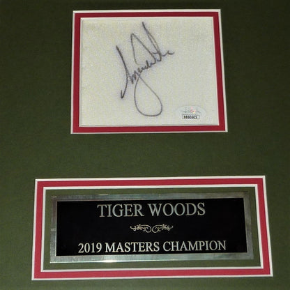 Tiger Woods Autographed 2019 Masters Champion Deluxe Framed Flag Piece with Signature - JSA