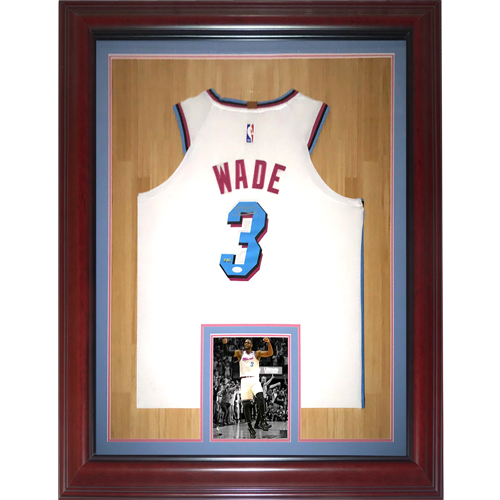 Dwyane Wade Autographed Miami Heat (White Vice #3) Deluxe Framed Jersey - JSA