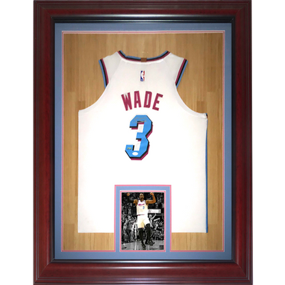 Dwyane Wade Autographed Miami Heat (White Vice #3) Deluxe Framed Jersey - JSA