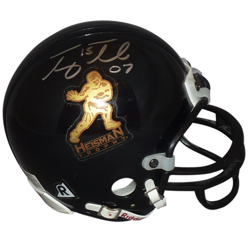 Tim Tebow Autographed Heisman Trophy Logo (Black) Mini Helmet w/ 