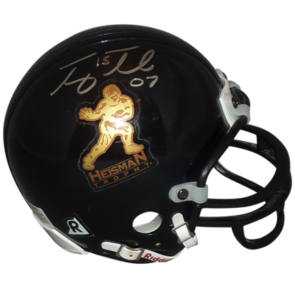 Tim Tebow Autographed Heisman Trophy Logo (Black) Mini Helmet w/ "07"- Tebow Holo
