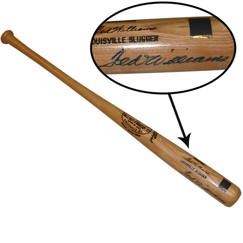 Ted Williams Autographed Louisville Slugger Bat - Steiner , Green Diamond