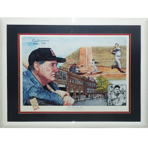 Ted Williams Autographed Boston Red Sox Deluxe Framed Artwork w/ "1936-1960" - The End of An Era - JSA Full Letter