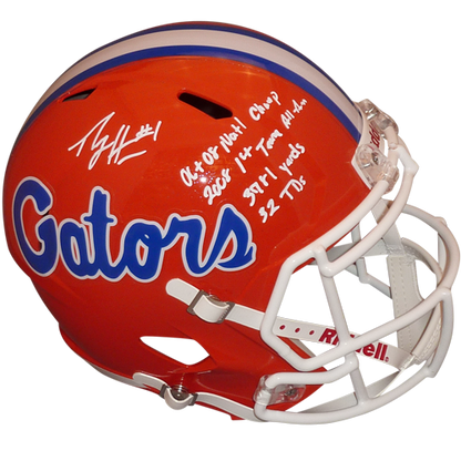 Percy Harvin Autographed Florida Gators (Speed) Deluxe Full-Size Replica Helmet w/ Stat Inscriptions