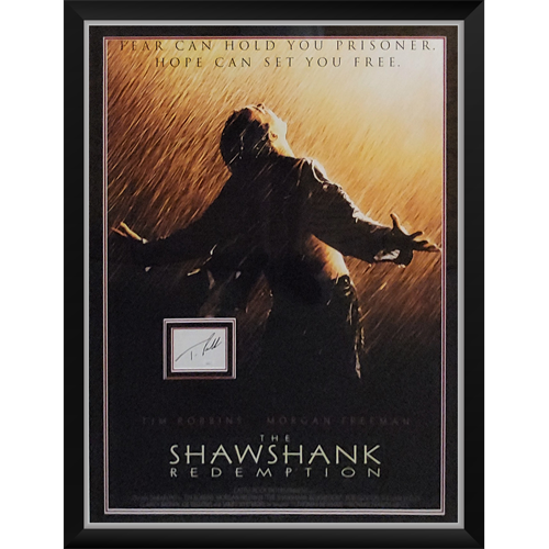 Shawshank Redemption Full-Size Movie Poster Deluxe Framed with Tim Robbins Autograph – JSA