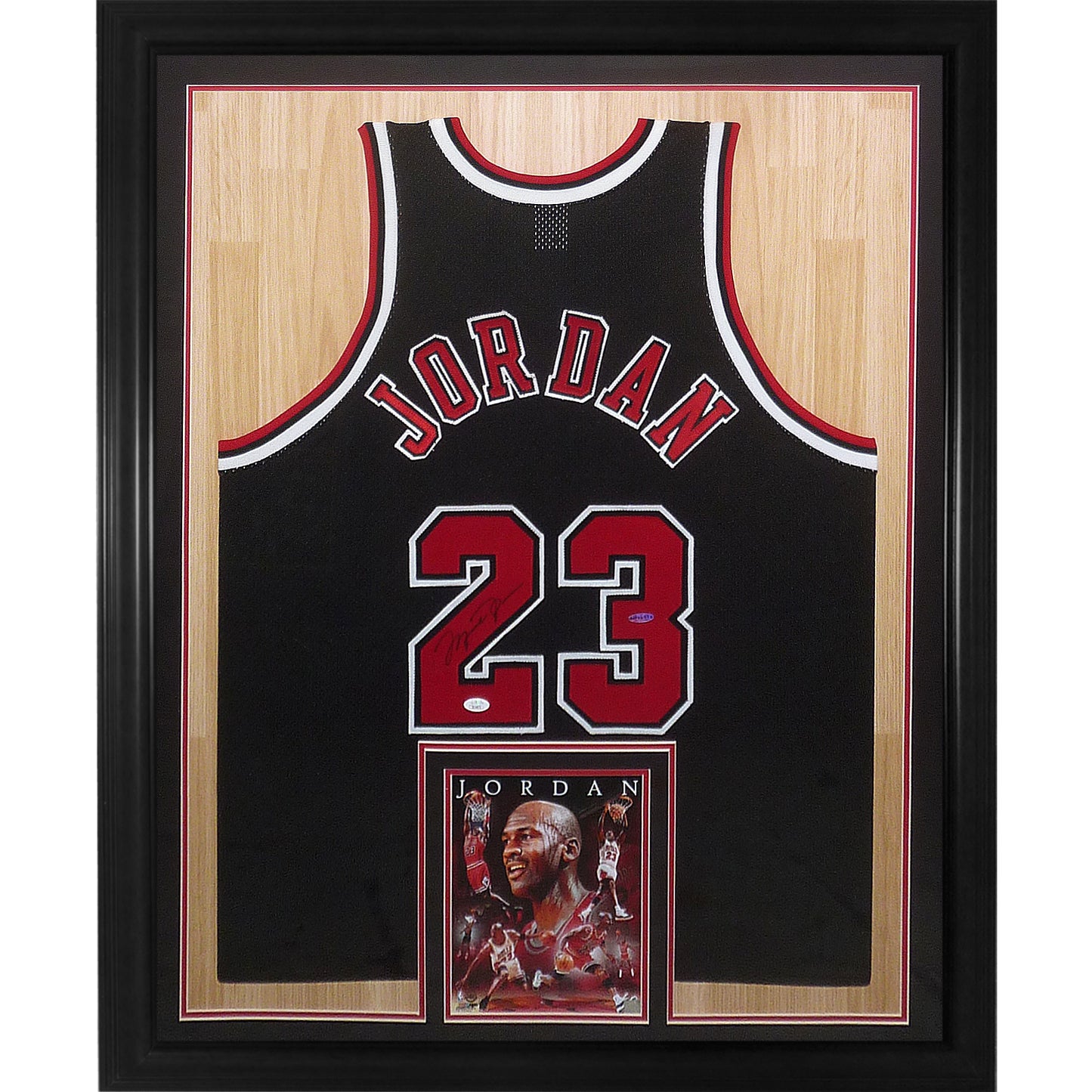 Michael Jordan Autographed Chicago Bulls (Black #23 Nike) Deluxe Framed Jersey - Upper Deck UDA
