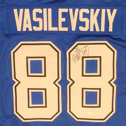 Andrei Vasilevskiy Autographed Tampa Bay Vasi (Blue #88) Custom Hockey Jersey - JSA Witness
